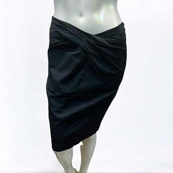 MICHAEL Michael Kors Black Cotton Stretch Pencil Skirt Twist Front Size 6 - Picture 1 of 9